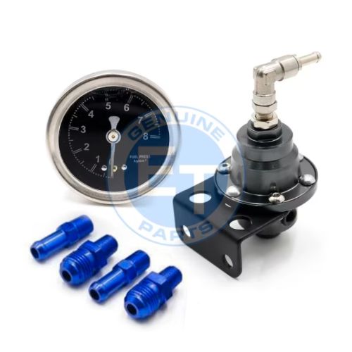 Universal Type S Adjustable Fuel Pressure Regulator with Gauge 0-160 PSI – Black